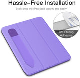 MoKo Pencil Case Holder Sticker Fit Apple Pencil 1st/2nd Generation, Elastic Pencil Pouch PU Leather Adhesive Sleeve Fit iPad 9th/8th Gen, iPad Air 5/4, iPad Pro 11&12.9, iPad Mini 6, Purple