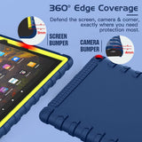 MoKo Case Fit Fire HD 10 and Fire HD 10 Plus Tablet (Only 11th Generation, 2021 Release), Slim Light Weight Shock Proof Soft Silicone Back Cover with Protective Edge Coverage, Blue+Yellow