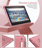 MoKo Case Fits Amazon All-New Kindle Fire 7 Tablet (2022 Release-12th Gen) Latest Model 7", PU Leather Trifold Stand Cover with Translucent Frosted Backshell with Auto Wake/Sleep, Rose Gold