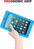 MoKo Case for All-New Amazon Fire 7 Tablet (7th Generation, 2017 Release Only) - Light Weight Shock Proof Soft Silicone Back Cover [Kids Friendly] for Fire 7, Blue
