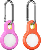 MoKo Ring Case for AirTag 2021, 2-Pack TPU Shockproof AirTag Case with Carabiner, Safety Anti-Lost and Scratch-Resistant Cover Case for AirTag Tracker on Pet Collar, Car Keys, Bags, Pink & Orange