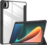 MoKo Case for Xiaomi Mi Pad 5/Mi Pad 5 Pro 11" Tablet 2021 Case with S-Pen Holder, Tablet Trifold Cover Case Transparent PC Back Shell with Xiaomi Stylus Pen Slot/Auto-Wake, Black