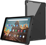 MoKo Case for Amazon Fire HD 10 Tablet (7th and 9th Generation, 2017 and 2019 Release) 10”, Flexible Transparent TPU Shockproof Soft Edge Bumper Hard PC Back Cover for Fire HD 10.1 Inch Tablet - Black