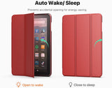 MoKo Case Fits Kindle Fire HD 8 & 8 Plus Tablet (10th Generation, 2020 Release), Soft TPU Translucent Frosted Back Cover Slim Smart Shell, Auto Wake/Sleep - Red