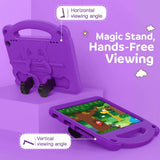 MoKo Case Fits Kindle Fire HD 8 & 8 Plus Tablet (10th Generation, 2020 Release), Shockproof Heavy Duty EVA Kids-Friendly Cover with Hand-Grip Convertible Stand - Purple