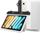 MoKo Waterproof Tablet Case Compatible with Fire HD 8/Fire 7, iPad Mini 6/5/4/3, Galaxy Tab Pro 8.4, Tab S2/Tab E/Tab A 8.0 8.4 Up to 8.5",Stand Holder Dry Bag for Bathroom Kitchen Stand Pouch, Black