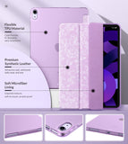 MoKo Case Fit iPad Air 5th/4th Generation 10.9 Inch Case 2022/2020, Slim Trifold Stand Cover with Soft Frosted Back, Auto Wake/Sleep, Support Touch ID and iPad 2nd Pencil Charging, Mottled Rose Purple