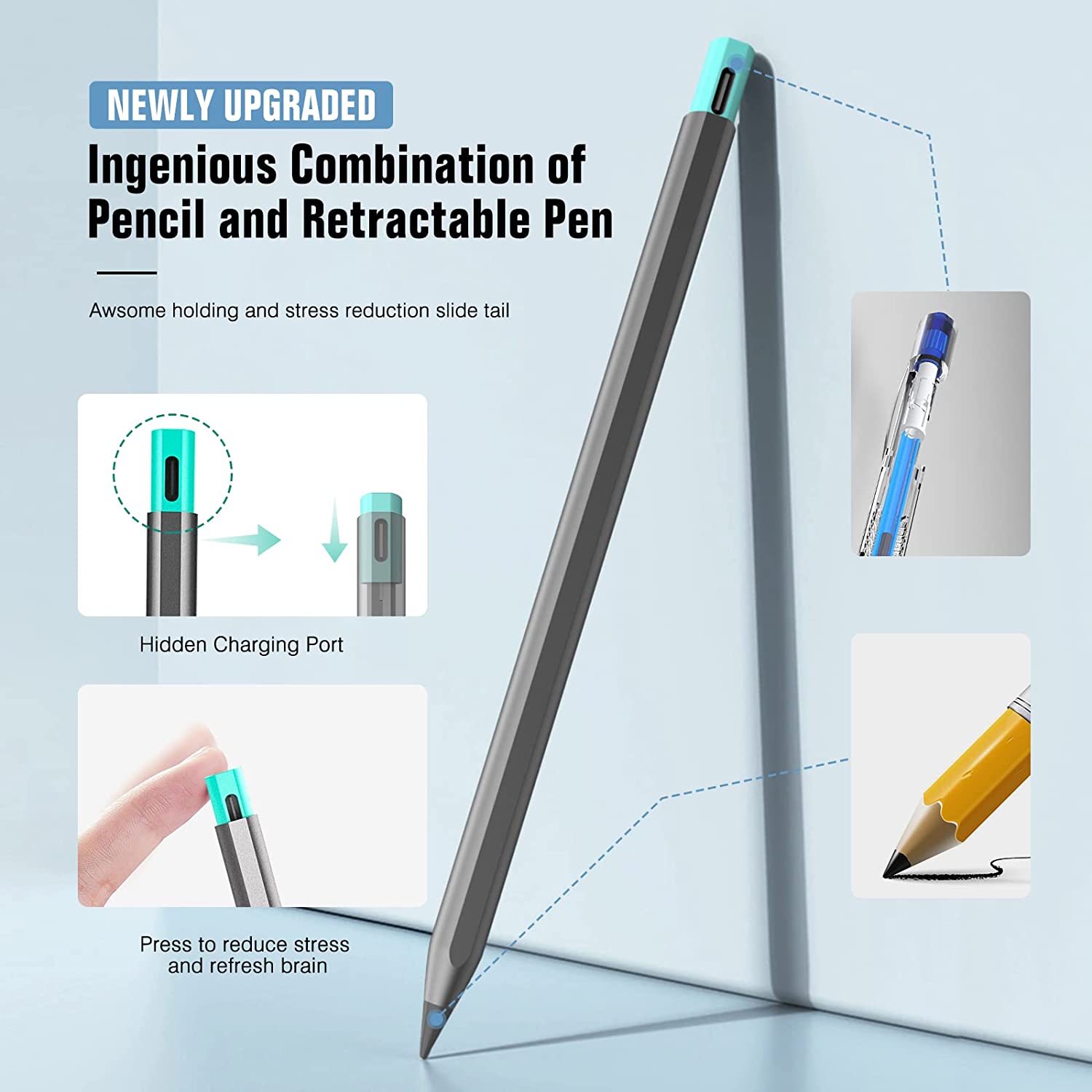 Stylus Pencil for iPad 9th & 10th Generation, Active Pen with Palm  Rejection Compatible with 2018-2022 Apple iPad 10th 9th 8th Gen/iPad Pro 11  & 12.9