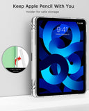 MoKo Case Fit iPad Air 5th/4th Generation 10.9 Inch 2022/2020 with Pencil Holder, [Support Touch ID and iPad 2nd Pencil Charging/Pair], Trifold Stand Smart Case Soft TPU Back, Green