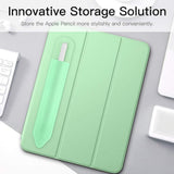 MoKo Pencil Case Holder Sticker Fit Apple Pencil 1st/2nd Generation, Elastic Pencil Pouch PU Leather Adhesive Sleeve Fit iPad 9th/8th Gen, iPad Air 5/4, iPad Pro 11&12.9, iPad Mini 6 - Green