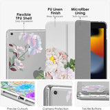 MoKo Case for New iPad 9th/8th/7th Gen Case (2021/2020/2019), Soft TPU Translucent Frosted Back Cover Slim Shell Protective Case with Stand for iPad 10.2 inch,Auto Wake/Sleep,Various Flowers