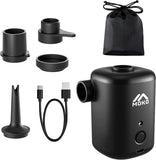 MoKo Portable Electric Air Pump with 4 Nozzles, USB Rechargeable Cordless Mini Battery Air Pump Quick Inflate Deflate for Air Mattress Bed Swimming Ring Vacuum Storage Bags Pool Floats, Black