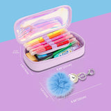 MoKo Pencil Case for Girls, Students Cute Pen Pencil Pouch Holder Desk Organizer with Double Zippers and Key Chains for Middle High School Office College Student Women Adult Teen - Purple