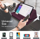 MoKo Tablet Pillow Stand, Soft Bed Pillow Holder Xmas Gift for up to 11" Pad, Fits iPad 10.2"(9th Gen), New iPad Mini 6 8.3" Air 4/3, iPad Pro 11/10.5/9.7, Mini 5 4, Galaxy Tab S6/S7 11", Plum
