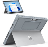 MoKo Case Fits Microsoft Surface Pro 8 13" Touchscreen 2021 Release Tablet - All-in-One Protective Rugged Cover Case with Hand Strap & Compatible with Type Cover Keyboard, Light Gray