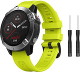 MoKo Watch Band Compatible with Garmin Fenix 7 Sapphire Solar/Solar/Fenix 6 Pro/5/5 Plus/Forerunner 935/945/Approach S60, Soft Silicone Replacement Strap Quick Release Fit 22mm Sport Strap, Lime
