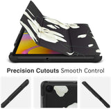 MoKo Case Fit Samsung Galaxy Tab A 10.1 2019 T510 T515 T517,Ultra Lightweight Slim Smart Hard Shell Stand Cover Folio Case for Galaxy Tab A 10.1 inch SM-T510/SM-T515 2019 Tablet - Black&White Magnolia