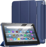 MoKo Case Fits Amazon All-New Kindle Fire 7 Tablet (2022 Release-12th Gen) Latest Model 7", PU Leather Trifold Stand Cover with Translucent Frosted Backshell with Auto Wake/Sleep, Rose Gold