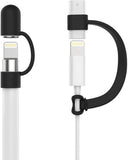 MoKo Pencil Cap Holder Fit Apple Pencil 1st Generation,USB Cable Tether and Pencil Cap, Fit New iPad 9th Generation 2021, iPad 8th/7th/6th, iPad Air 3rd Gen 10.5" 2019, iPad Mini 5,Black
