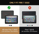MoKo Case Fit with Amazon All-New Kindle Fire 7 Tablet (2022 Release-12th Generation) Latest Model 7", Perfect Protection with Fully Covered Soft TPU Edge Clear Back Cover for DIY, Denim Black