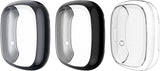 MoKo 3-PACK Screen Protector Case Compatible with Fitbit Versa 3/Sense, TPU Plated Bumper Shell Full Cover Protective Case with TPU Screen Protector, Black/Gray/Clear