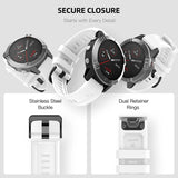MoKo Watch Band Compatible with Garmin Fenix 7 Sapphire Solar/Solar/Fenix 6 Pro/5/5 Plus/Forerunner 935/945/Approach S60, Soft Silicone Replacement Strap Quick Release Fit 22mm Sport Strap, White