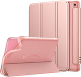 MoKo Case Fits Amazon All-New Kindle Fire 7 Tablet (2022 Release-12th Generation) Latest Model 7", Soft TPU Translucent Frosted Back Cover Multi-Angle Smart Shell, Almond Blossom