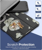 MoKo Case Compatible with Galaxy Tab A 8.4" 2020, Ultra-Thin PU Trifold Tablet Cover Shell Case Fits Samsung Galaxy Tab A 8.4 2020 Model SM-T307 (Verizon/T-Mobile/Sprint) ONLY - Black & White Magnolia