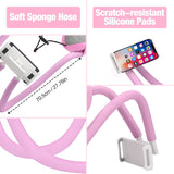 MoKo Neck Phone Holder, Lazy Gooseneck Phone Pillow Holder Bracket,360°Rotation Universal Mobile Phone Tablet Stand for 4"-11" Devices, fits iPhone 12/12 Pro Max, Galaxy S21,iPad Air/Pro 11, Pink
