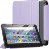 MoKo Case Fits Amazon All-New Kindle Fire 7 Tablet (2022 Release-12th Gen) Latest Model 7", PU Leather Trifold Stand Cover with Translucent Frosted Backshell with Auto Wake/Sleep, Rose Gold
