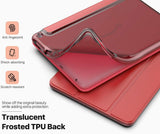 MoKo Case Fits Kindle Fire HD 8 & 8 Plus Tablet (10th Generation, 2020 Release), Soft TPU Translucent Frosted Back Cover Slim Smart Shell, Auto Wake/Sleep - Red