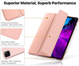 MoKo Case Fit iPad Pro 12.9 4th Generation 2020 & 2018 [Support Apple Pencil 2 Charging] Case with Stand, Soft TPU Translucent Frosted Back Cover Slim Smart Shell, Auto Wake/Sleep - Rose Gold