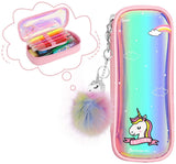 MoKo Pencil Case for Girls, Students Cute Pen Pencil Pouch Holder Desk Organizer with Double Zippers and Key Chains for Middle High School Office College Student Women Adult Teen - Purple