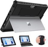 MoKo Case Fit Microsoft Surface Go 3 (2021)/ Surface Go 2 2020 / Surface Go 2018, All-in-One Protective Cover Case with Pen Holder Hand Strap, Compatible with Type Cover Keyboard - Pink + Gray