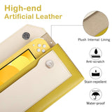 MoKo Carry Case Compatible with Nintendo Switch Lite, Portable Travel Carry Case Bag PU Leather Magnetic Clasp Closure Cover Design with 6 Game Card Slots, Yellow + Beige