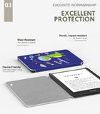 MoKo Case for 6.8" Kindle Paperwhite (11th Generation-2021) and Kindle Paperwhite Signature Edition, Light Shell Cover with Auto Wake/Sleep for Kindle Paperwhite 2021 E-Reader, Green Dinosaur on Blue