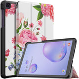 MoKo Case Compatible with Galaxy Tab A 8.4" 2020, Ultra-Thin PU Trifold Tablet Cover Shell Case Fits Samsung Galaxy Tab A 8.4 2020 Model SM-T307 (Verizon/T-Mobile/Sprint) ONLY - Black & White Magnolia