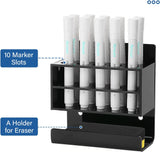 MoKo Wall Mounted Holder for Dry Eraser Whiteboard Markers, Thickened Acrylic Pen Stand Office Classroom Accessories Organizer Storage Rack with 10 Marker Slots, Black