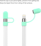 MoKo Pencil Cap Holder Fit Apple Pencil 1st Generation,USB Cable Tether and Pencil Cap,Fit New iPad 9th Generation 2021, iPad 8th/7th/6th, iPad Air 3rd Gen 10.5" 2019, iPad Mini 5,GREEN (Glow in Dark)