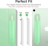MoKo Pencil Case Holder Sticker Fit Apple Pencil 1st/2nd Generation, Elastic Pencil Pouch PU Leather Adhesive Sleeve Fit iPad 9th/8th Gen, iPad Air 5/4, iPad Pro 11&12.9, iPad Mini 6 - Green