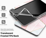 MoKo Case Fits Kindle Fire HD 8 & 8 Plus Tablet (10th Generation, 2020 Release), Soft TPU Translucent Frosted Back Cover Slim Smart Shell Auto Wake/Sleep - Geometric Marble Pink