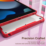 MoKo Case Fit New iPad 9th Generation 2021/iPad 10.2 2020/2019, Anti-Scratch Transparent Hard PC Clear Back,Shock Absorption Flexible TPU Soft Edge Bumper Slim Protective Case for iPad 10.2, Red