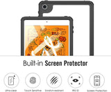 MoKo Case Fit New iPad Mini 5 2019 (5th Generation 7.9 inch), Waterproof Case with Built-in Screen Protector Clear Protective Shock-Absorbing Bumper Dustproof Submersible Full-Body Case - Black