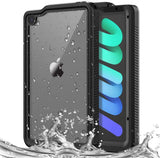 MoKo Case Compatible with Apple New iPad Mini 6th Generation 8.3-inch 2021, Waterproof Case with Built-in Screen Protector Clear Full-Body Protective Case Shockproof Bumper Submersible, Black