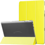 MoKo Case Fits All-New Kindle Fire HD 10 & 10 Plus Tablet (11th Generation, 2021 Release) 10.1" - Slim PU Leather Trifold Stand Cover Frosted Hard Back Shell with Auto Wake/Sleep, Bright Yellow