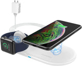 MoKo 2 in 1 Wireless Charging Pad Qi Certified Fast Charing Dock Compatible iPhone 13/12 Pro Max 11/11 Pro/SE/XS/XR/X,Samsung Galaxy S21/S20 iWatch SE/6/5/4/3/2, Airpods 2/Pro (QC3.0 Adapter)