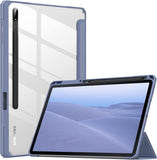 MoKo Case Fits Samsung Galaxy Tab S8 + 12.4 2022 (SM-X800/X806) / Tab S7 FE 12.4-Inch 2021 / Tab S7 Plus 12.4 2020 with S-Pen Holder, Transparent Back Tablet Cover with Auto-Wake, Green