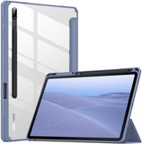 MoKo Case Fits Samsung Galaxy Tab S8 + 12.4 2022 (SM-X800/X806) / Tab S7 FE 12.4-Inch 2021 / Tab S7 Plus 12.4 2020 with S-Pen Holder, Transparent Back Tablet Cover with Auto-Wake, Black