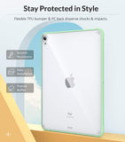 MoKo Case Fit iPad Air 5th/4th Generation 10.9 Inch 2022/2020 - Slim Transparent Hard PC Clear Back Cover, Flexible TPU Shell with Air-Pillow Edge Bumper, Support Apple Pencil 2 Charging, Green