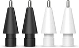 MoKo Pencil Tips for Apple Pencil 1st / 2nd Generation, 4 Pack 0.75mm No Wear Out Fine Point Precise Control Pen Like Nibs for iPad Pro Pencil/iPencil, White&Black